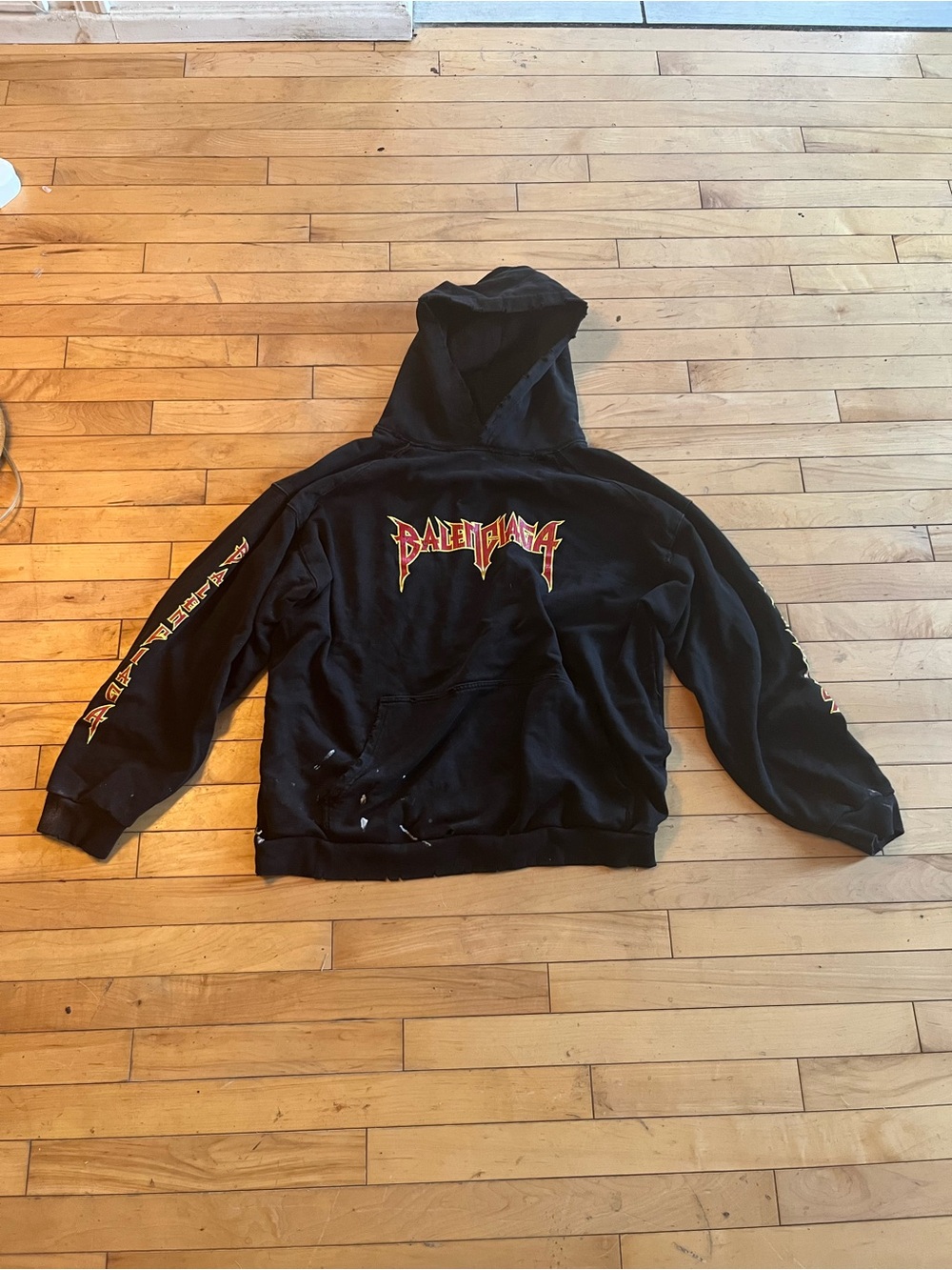 Balenciaga Vintage Metal Black Graphic Distressed Hoodie